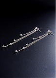 Fashion Tassel with Beads 925 Sterling Silver Stud Earrings 