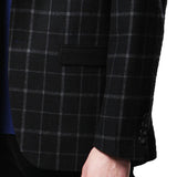 Checked Blazers for Men Black Stylish Single Breasted Casual Slim 