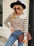 Striped Button Pullover Sweater