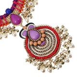 Pearl Fuzzy Ball Diamante Alloy Necklace Vintage Bohemian Ethnic 
