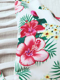 Floral Print Lattice Strappy Bikini Set