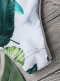 Halter Tropical Leaf Print Bikini