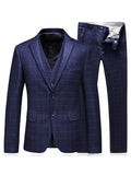 One Button Slim Fit Men's Dress Suit Notched Collar Plaid Printed 