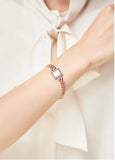 Micro Pave Zirconia Square with Cat's Eye, Rose Gold, Rose Gold Plated Bracelet, 
