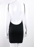 Spaghetti Strap Black Sexy Club Backless Bodycon Dress 