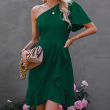 One Shoulder Short Floppy Dress