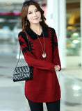 Long Pullover Slim Sweater Long sleeve lapel Sweater Knitwear