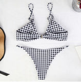 Plaid Strappy Bikini Set
