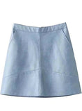 PU Leather Skirts Brief Pockets Back Zipper Faldas 