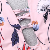 Pink Leaf Criss Cross Swimsuit