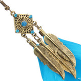 Fashionable Vintage Style Metal Blue Feather Drop Earrings