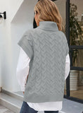 WOMEN TURTLENECK TWIST SLEEVELESS PULLOVER SWEATER