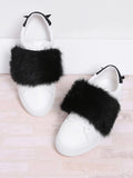 Cheap Faux Fur Decorated PU Sneakers With Cute Ears