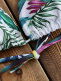 Tropical Palm Print Thong Bikini Set