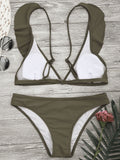 Padded Ruffle Strap Bikini Set