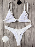Textured Plunge Bikini Top and Thong Bottoms
