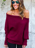 Long Sleeve Knitted Sweater Sexy Off Shoulder Sweater