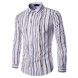 Long Sleeve Plus Size Shirt for Men Bussiness Casual Cotton Striped 