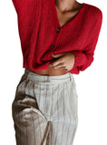 Women Long Sleeve Cardigan Knit Solid Color Sweater