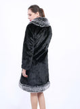 Female Black Faux Fur Long Coat Mink Coat Fox Fur 