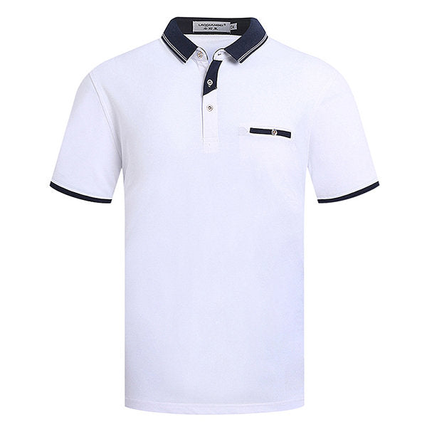 Cotton Solid Color Short Sleeve Casual Tops Summer Polo Shirt Soft Knitted 