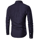 Cotton Printing Long Sleeve Plus Size Shirt for Men Bussiness Casual Solid Color 
