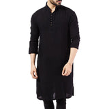 Mens Pathani Kurta Pajama Indian Long T-shirts Cotton Ethnic Suit