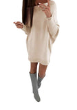 Womens Sweater Dresses Oversized Casual Batwing Sleeve Off The Shoulder Loose Knit Solid Tunic Tops