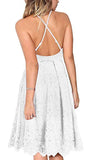Women's Lace Floral V Neck Spaghetti Straps Backless Cocktail A-Line Dress for Party