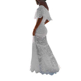 Sexy Off Shoulder Dress Ruffle White Lace Beach Wedding Party Long Maxi Dress