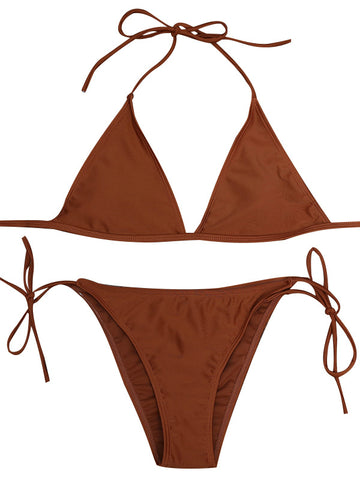 Frilled Ribbed String Bikini Set