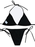 Frilled Ribbed String Bikini Set
