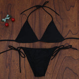 Frilled Ribbed String Bikini Set