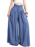 Elegance Solid Color Big Hem Wide Leg Bottom Casual Pants