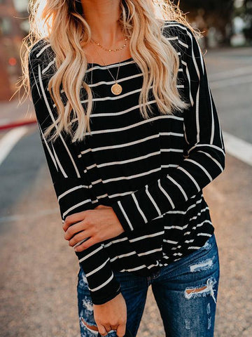Long Sleeves Striped Sweater Tops