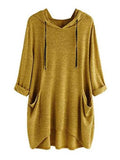 Pocket Loose Casual Hoodie Irregular Large Size Blouse Hoodie for Ladies