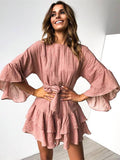 Fashion Colors Long Sleeves Mini Dresses