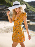Deep V-neck Mini Dress