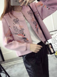 Sweater Cardigans Embroidery Zipper Sweater Poncho