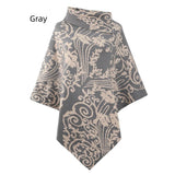 SIDE LAPEL PRINT CAPE SHAWL SWEATER COAT