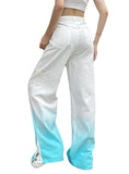 BLUE GRADIENT RIPPED STRAIGHT PANTS JEANS