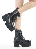 METAL SPONGE CAKE BOTTOM ROUND HEAD CHAIN MARTIN BOOTS