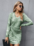 FALL/WINTER TIE-DYE CONTRASTING COLORS DRESS