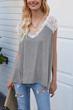 SPLICED LACE LOOSE VEST T-SHIRT