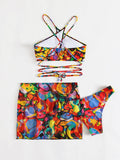 SPLIT STRAP COLORFUL SEXY BIKINI