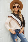 COLOR MATCHING CREW NECK STRIPED SWEATER