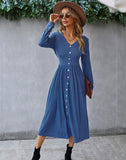 WAIST STRETCH LONG SLEEVE DRESS