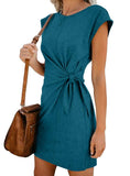 POPULAR PURE COLOR TIE-IN WAIST PREGNANT WOMEN'S DRESS