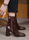 RETRO HIGH HEEL THICK HEEL LADIES' BOOTIES