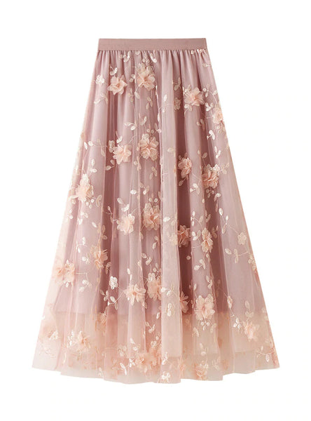 MESH EMBROIDERY HEAVY SKIRT